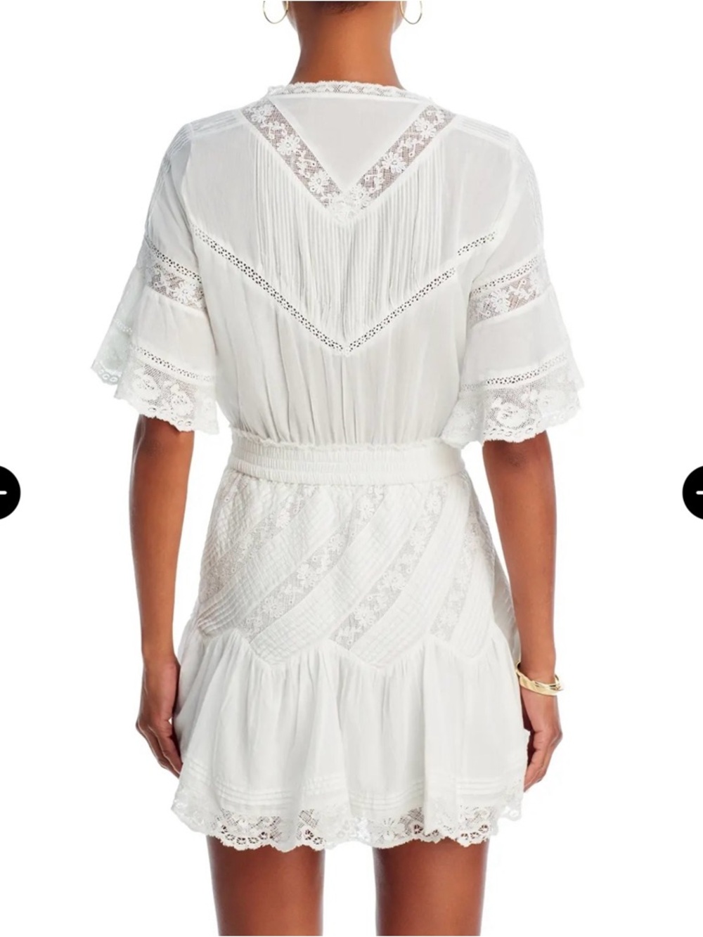 LOVESHACKFANCY Calamina Lace Trim Pintuck Dress - Bright White - Picture 5 of 8